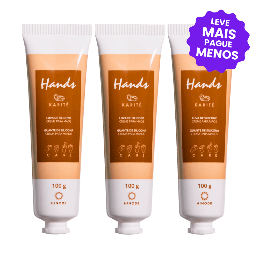Kit 3 Luva De Silicone Karité Creme Para As Mãos Hands 100g