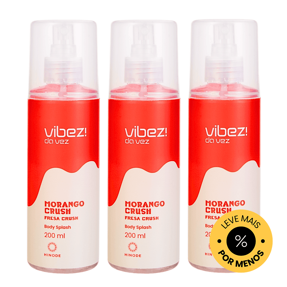 Kit 3 Body Splash Vibez da Vez! Morango Crush